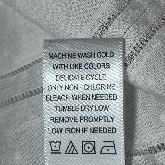 Land' n Sea Women Eyelet Split Tie Neck Blouse White 100% Cotton Women Size L - Picture 11 of 11